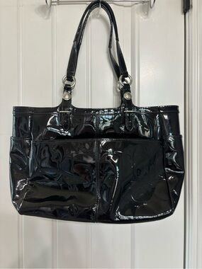 Coach Black Patent Leather Tote Bag